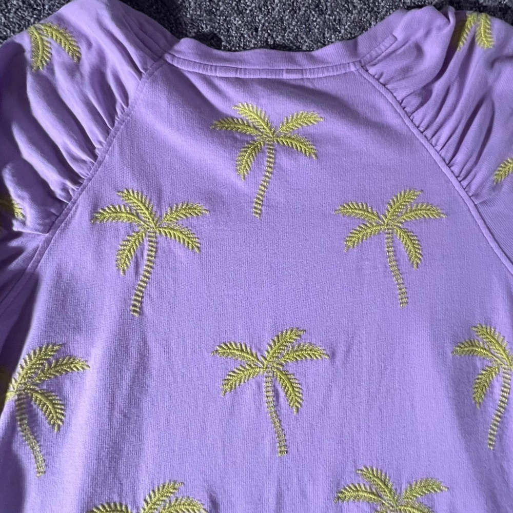 Lilly Pulitzer Sweatshirt Women Large Purple Palm Tree‎ Embroidered Cotton - Picture 3 of 9